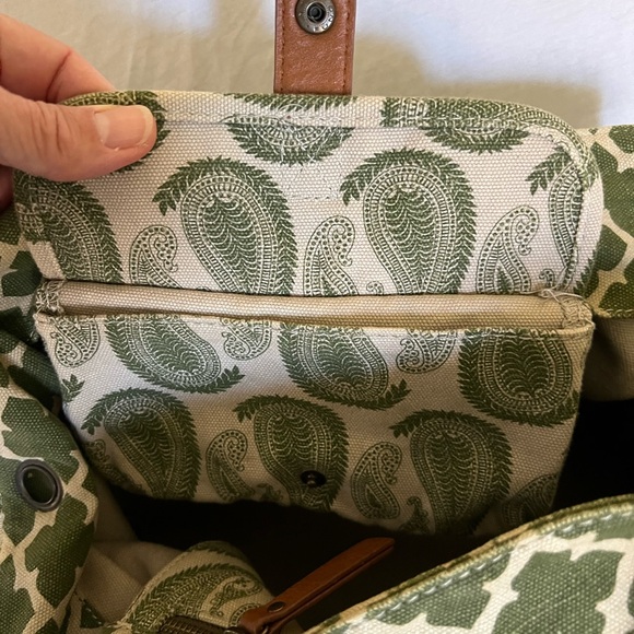 Lucky Brand large canvas tote with leather trim - Picture 3 of 4